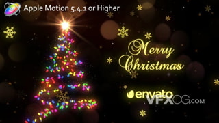 Apple Motion模板-圣诞树灯饰粒子光束节日片头动画视频