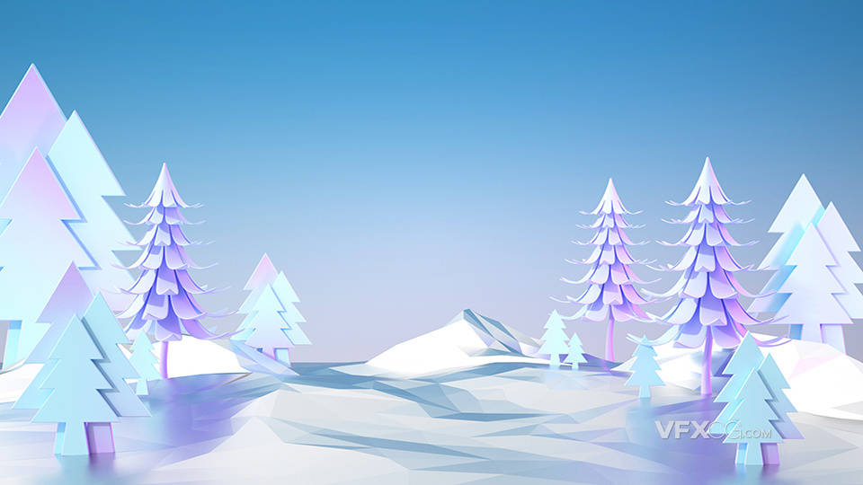 2022新年圣诞节氛围装饰下雪天户外造景CINEMA4D模型