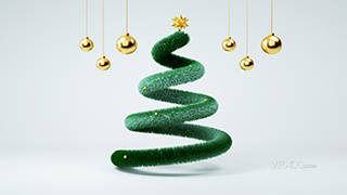 欢度12月25日唯美金色铃铛三维圣诞树CINEMA4D模型