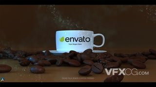 咖啡店品牌宣传广告咖啡豆散落logo动画视频达芬奇模板