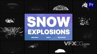 手绘冬季雪花爆炸雪元素特效转场视频PR模板