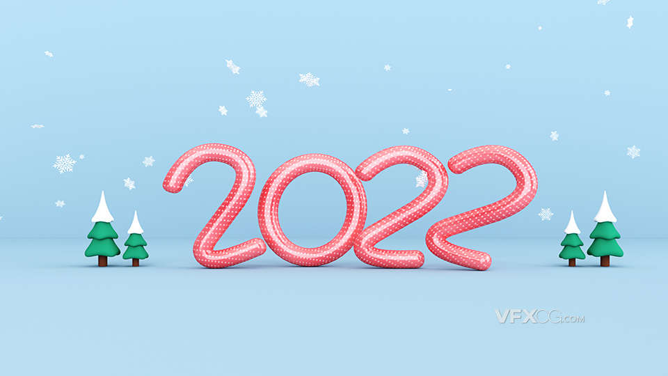 令人浪漫冰冷雪地2022圣诞节CINEMA4D三维模型