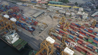 4K 大型集装箱货仓港口运输超清航拍视频