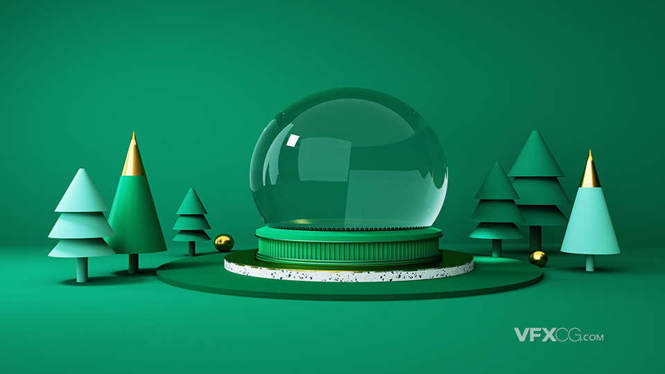 C4D绿色卡通水晶球圣诞大气商场圣诞节美陈模型