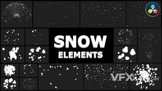 手绘卡通雪球雪花过渡冬季元素动画特效视频达芬奇模板