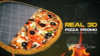 3D现代写实风快餐店披萨售卖食物广告视频AE模板