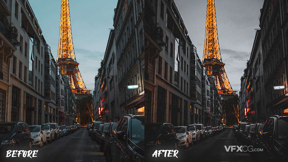 6款酷炫的黑橙照明城市街拍图片效果Lightroom预设