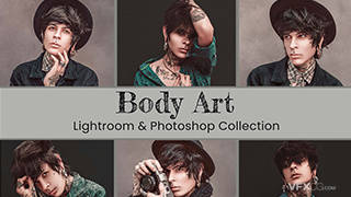 丰富深色墨水肤色身体纹身艺术家时尚摄影模特Lightroom预设