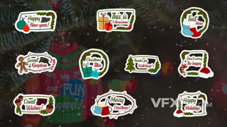 10组圣诞节元素设计文字标题视频字幕-FCPX插件
