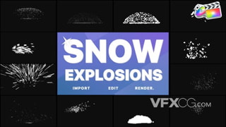 12组卡通手绘爆炸雪花飞雪球雪堆元素动画-FCPX插件