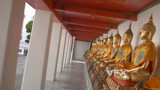 佛教寺庙的佛像走廊慢镜头旋转运镜实拍视频