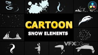 卡通手绘雪球雪花过渡图形元素冬日气氛特效动画视频达芬奇模板