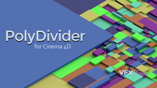 C4D插件PolyDivider v1.07矩形纹理随机生成图案模型场景