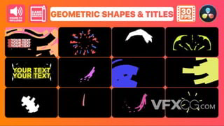卡通二维彩色几何形状动态过渡动画特效视频Resolve模板