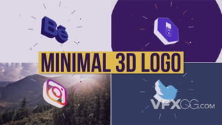 三维商业社交标志弹出介绍logo视频动画AE模板