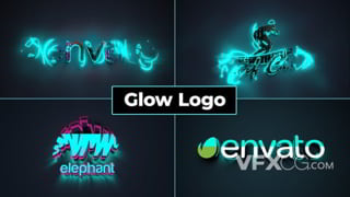 现代彩色辉光闪烁展示logo动画视频片头AE模板