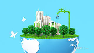 绿色新能源保护地球创意环保宣传海报C4D模型