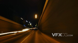 车辆第一视角下的都市来往车辆的流光延时实拍视频