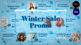 冬季结冰服装品牌展示幻灯片促销销售视频广告片AE模板