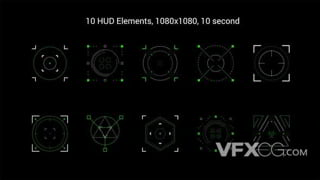 10个目标锁定科技图形动画HUD元素包视频AE模板