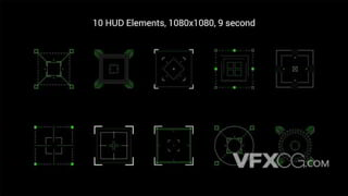 10个科技类HUD图形元素制作视频包装素材AE模板