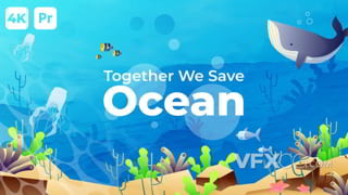 卡通海洋世界保护生态环境拯救地球幻灯片宣传视频PR模板
