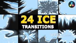 25个卡通结冰霜冻过渡动画视频转场达芬奇模板