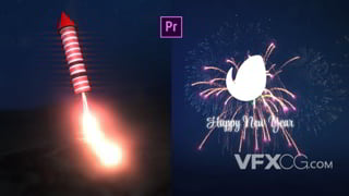 点燃烟花爆竹庆贺新年喜庆爆炸显示logo动画视频PR模板