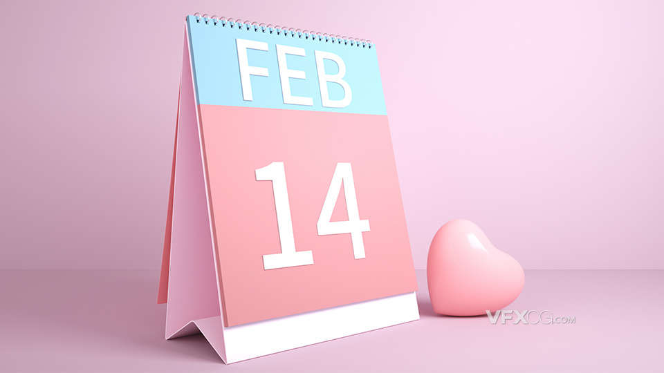 CINEMA4D三维2月3D情人节日历3D模型