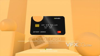 三维立体浮空效果简洁明了信用卡宣传LOGO片头AE模板