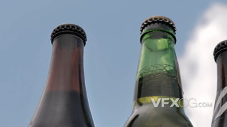 啤酒瓶子并排摆放的精酿美好饮品实拍视频
