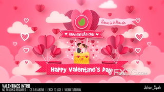 爱心气球浪漫温馨幸福情人节标题动画LOGO片头AE模板