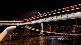 4K分辨率移动延时广州海心桥城市夜景视频