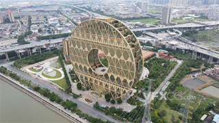 4K航拍实拍高清广州地标建筑圆大厦视频素材