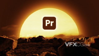 沙漠戈壁落日余晖下的标志动画LOGO片头PR模板