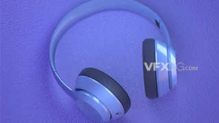 C4D蓝紫色科技风头戴耳机3D模型