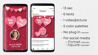 爱心气球浪漫温馨情人节朋友圈网络社交媒体短视频AE模板