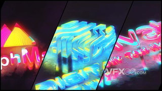 霓虹璀璨灯光三维立体公司企业标志动画LOGO片头AE模板