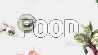 水果蔬菜素食新鲜食品简约餐厅标志动画LOGO片头PR模板