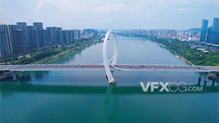 广西柳州市白沙大桥城市地标建筑航拍视频