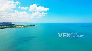 唯美大气航拍蓝天白云海岛风格实拍视频