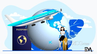 旅游假日品牌包装出国旅行商务会议MG动画AE模板