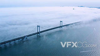 高清壮观航拍大连城市地标星海湾大桥视频