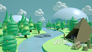 CINEMA4D小清新3D森林场景模型