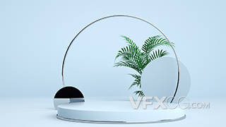 C4D三维小清新植物浅蓝展台3D工程