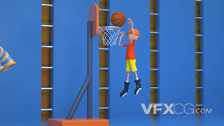 卡通男孩篮球健身运动ip形象C4D模型