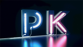 深色霓虹风格PK赛艺术字C4D模型