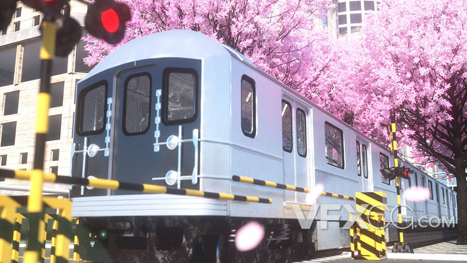 粉色系春季现代城市樱花主题C4D模型