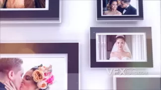 浪漫温馨婚礼记录周年纪念爱情图片墙视频相册AE模板
