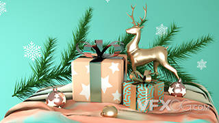 可爱温馨圣诞小鹿C4D节日模型